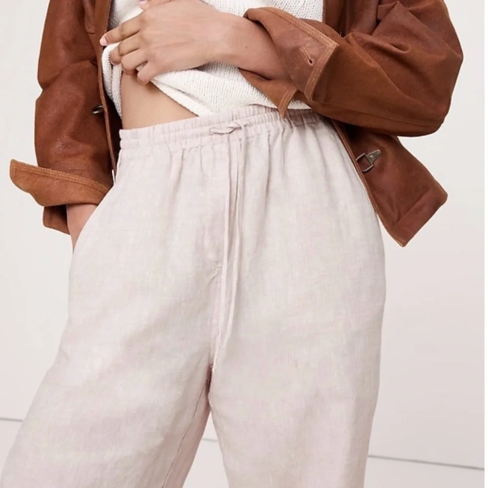 Banana Republic The Getaway straight leg linen pants M - Picture 5 of 8